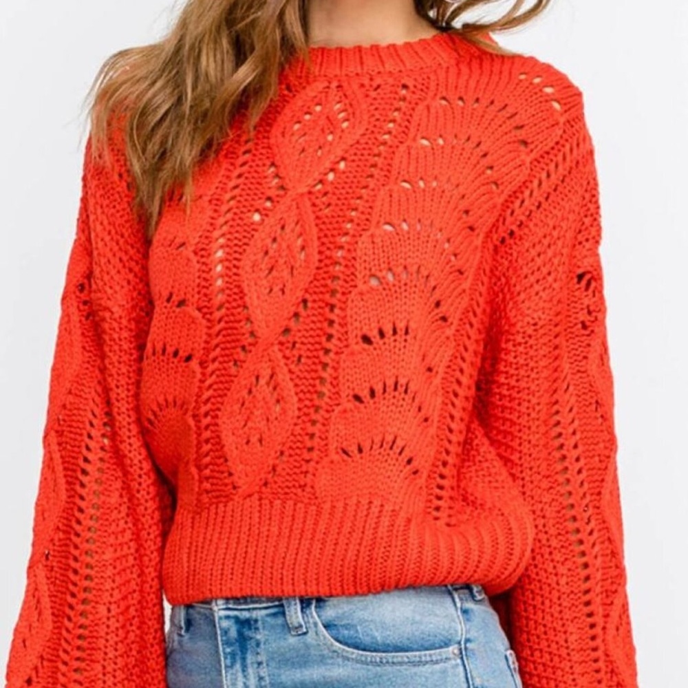 LUSH Cable knit balloon sleeve sweater